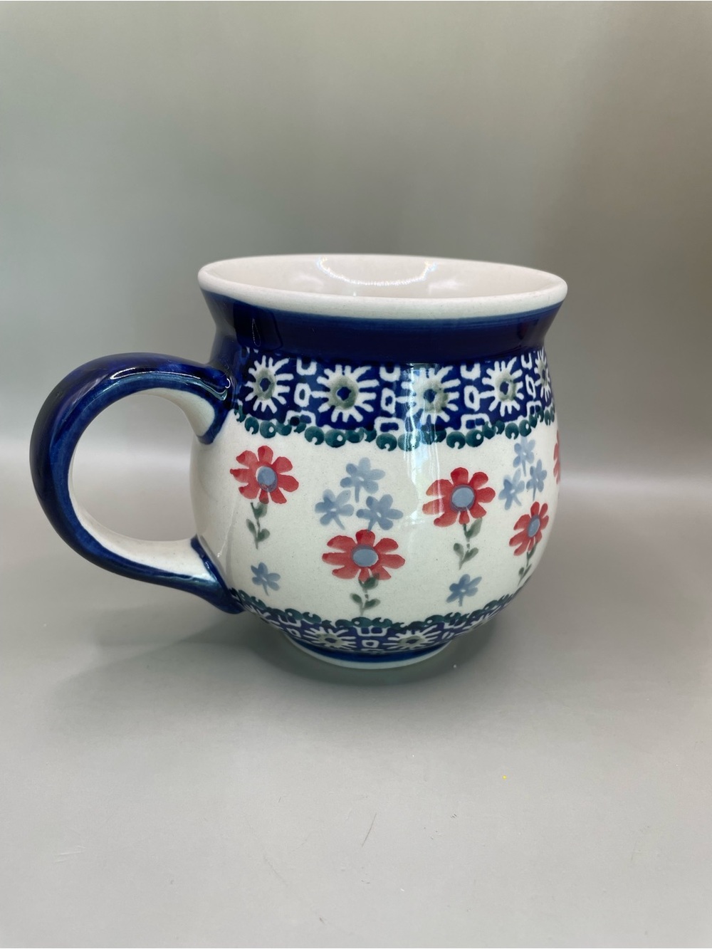 Manufaktura Boleslawiec Handmade Polish Pottery Summer Blossoms Floral 4.25” Mug